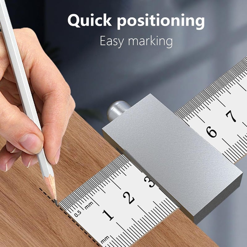 26mm Woodworking Scribing Ruler Positioning Stop Block Metal Limit Fence Carpentry Tool - Image 4